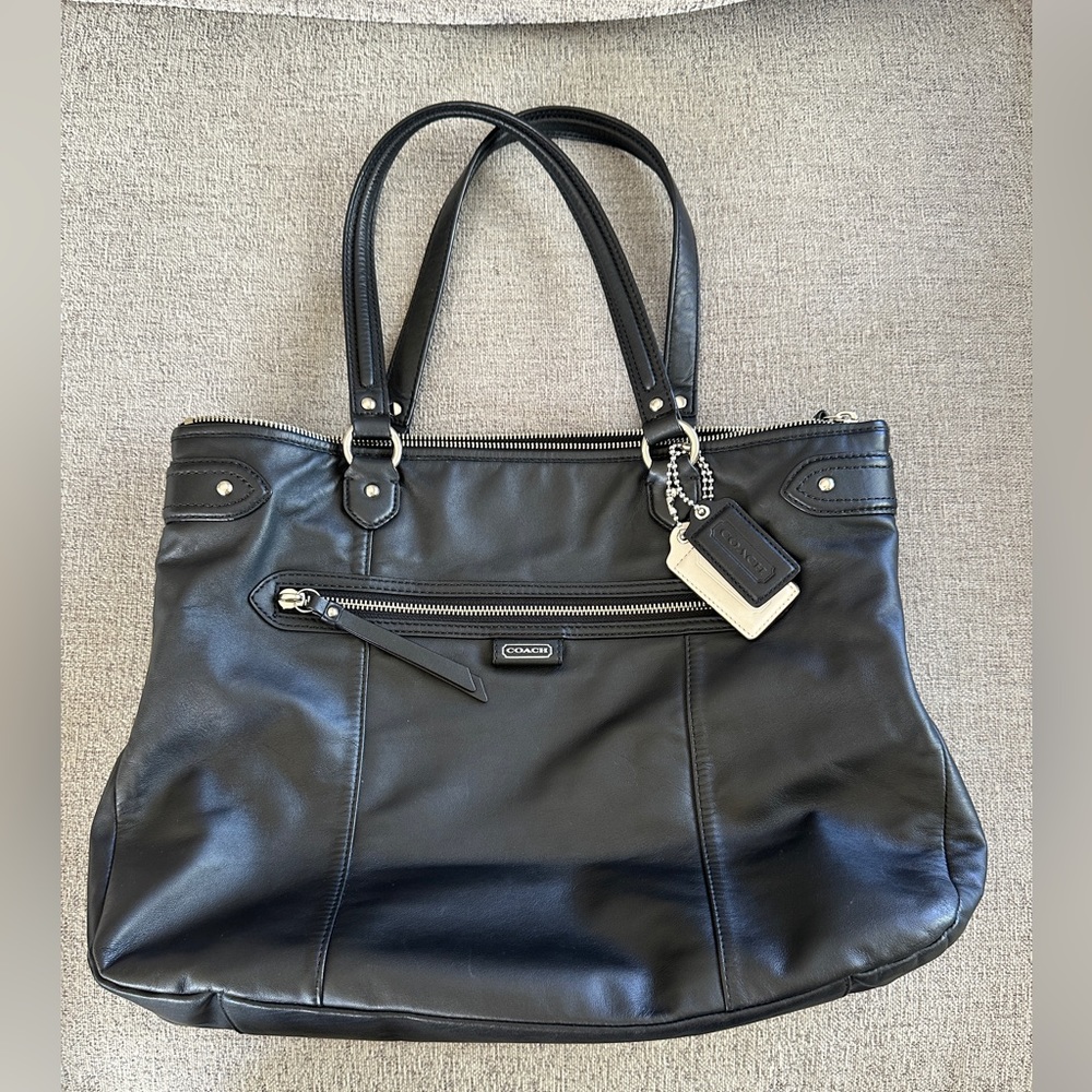Black Leather Coach Shoulder Bag
